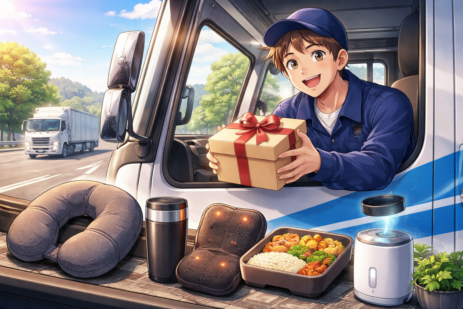 長距離運転を頑張る彼には「実用性」と「癒やし」のセットが一番です