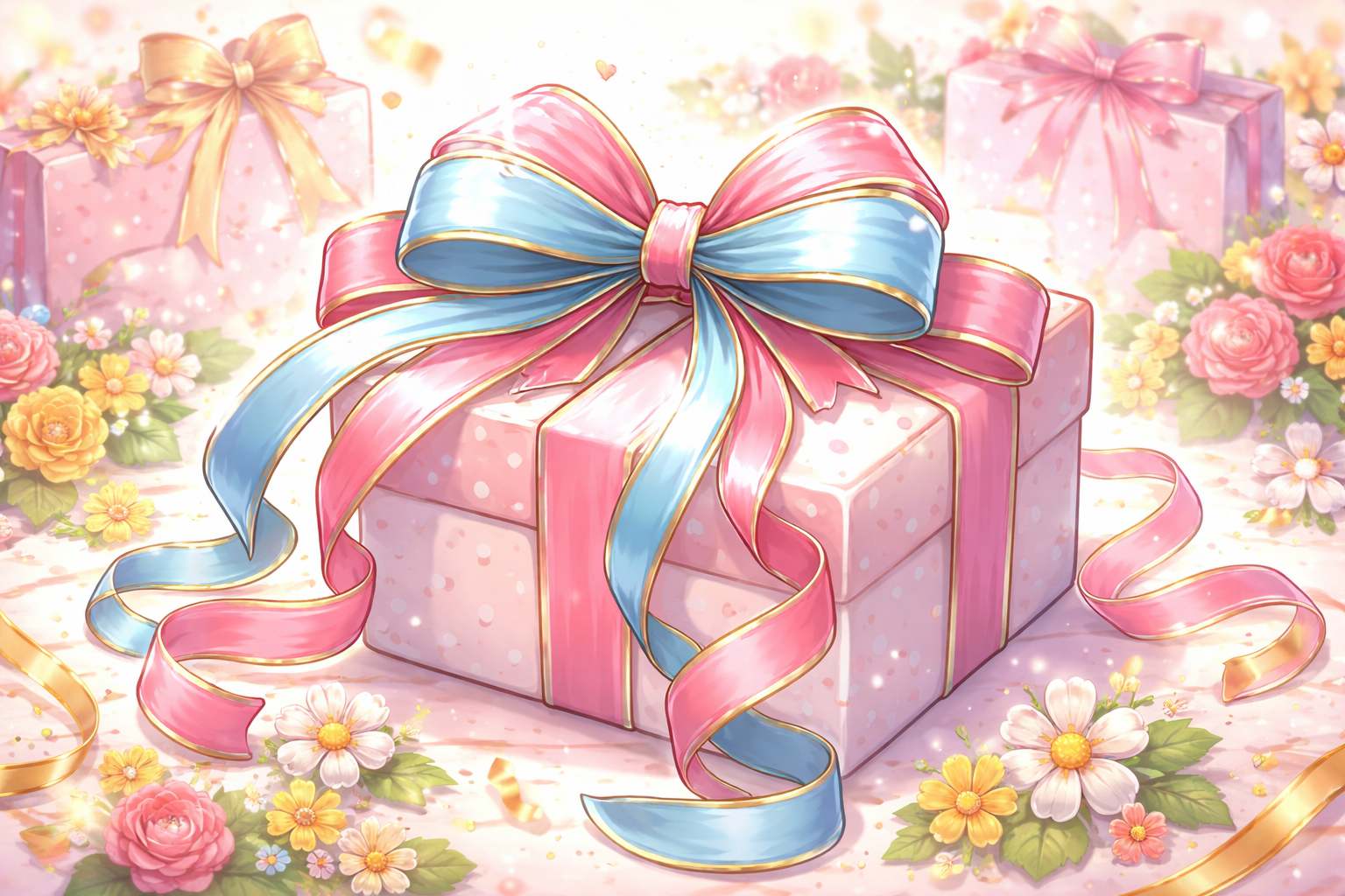 リボンを二本使うことでプレゼントが格段に華やかになります