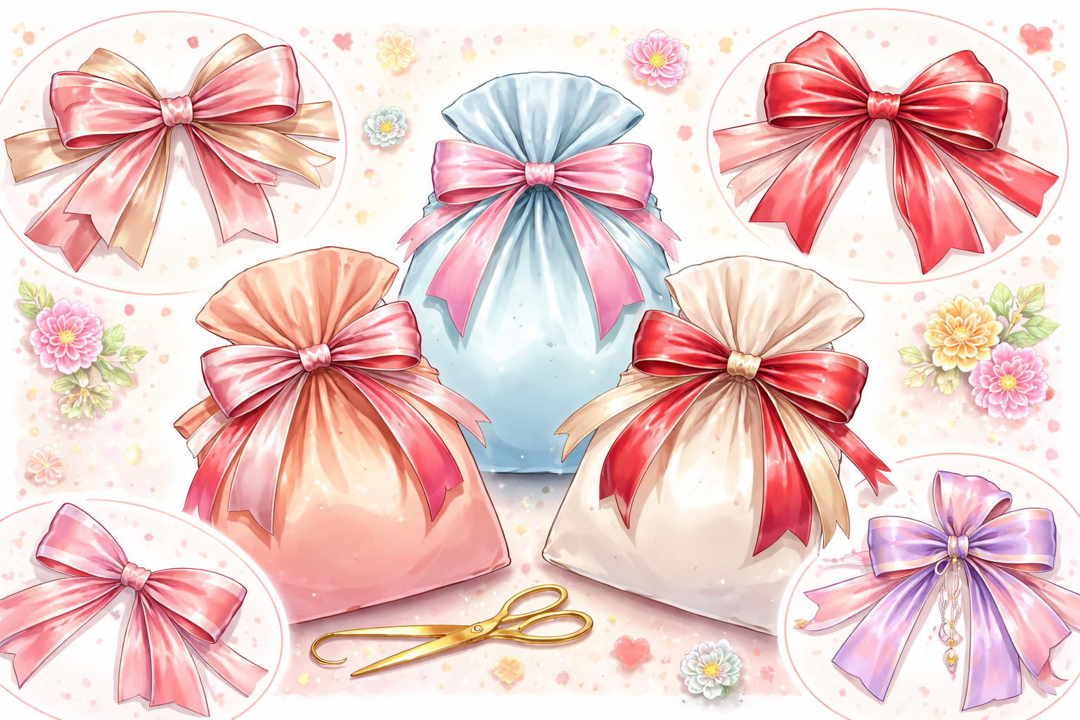 二本のリボンを使った具体的な結び方のバリエーション